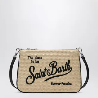 MC2 Saint Barth Parisienne straw-effect clutch with embroidered logo