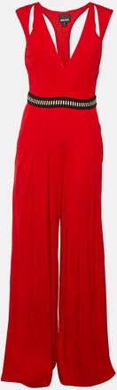 Just Cavalli Red Jersey Pleated Jumpsuit