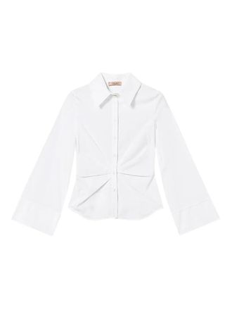 Twin-Set draped button-down shirt - women - Cotton/Elastane - 42 - White