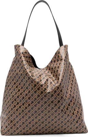 Gherardini Brown Hobo Toffee Bag With All-Over Logo