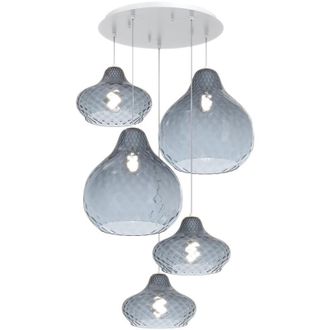 Top-Light Top-light - Lampadario Contemporaneo Dress Metallo Bianco Vetro Blu 5 Luci E27