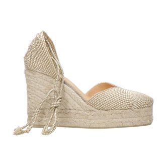 Castaner Wedges, female, Yellow, Size: 10 US Golden Wedge Sandals with Rope Detail