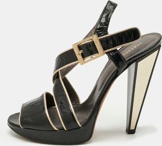 Versace Black Patent Leather Ankle Strap Sandals