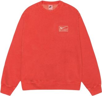 Nike x Stussy Pigment Dyed Fleece Crew Sweater Habanero Red FQ3015-642