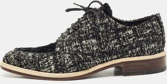 Lanvin Black/white Velvet Lace Up Derby