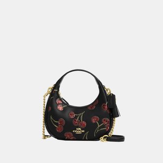 Coach Womens Carmen Mini Crossbody Bag With Cherry Print - Black Leather - One Size