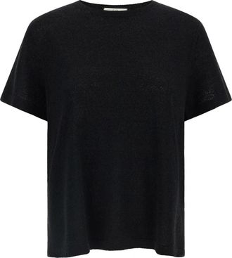 Co Gebreid Shirt - Dames - T-shirts - Zwart - S - Linnen - Tops