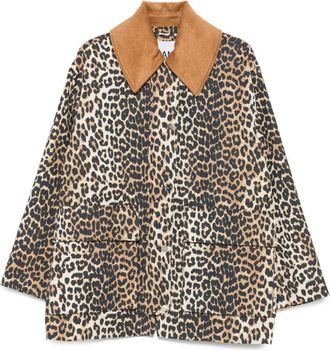 Ganni Leopard-Print Jacket - Womens - Hemp/Organic Cotton/Cotton