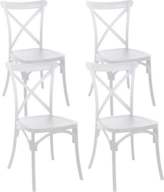 Oviala Juego de 4 sillas de jardín de plástico blanco