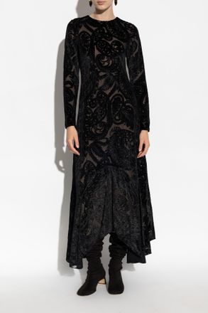 Etro Velvet Dress With Long Sleeves, Womens, Black