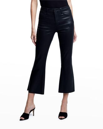 L'agence Kendra High-Rise Coated Crop Flare Jeans