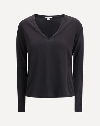 James Perse Deep V-neck long sleeve T-shirt Female 0