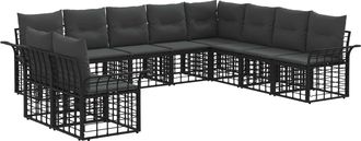 vidaXL Conjunto De Sof&aacute;s De Exterior 10 Uds. Negro Y Gris Oscuro Vidaxl