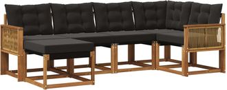 vidaXL Conjunto De Sof&aacute;s De Exterior 6 Uds. Natural Y Negro Vidaxl