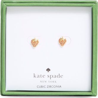 Kate Spade New York pav&egrave; strawberry stud earrings in Red/Gold at Nordstrom Rack