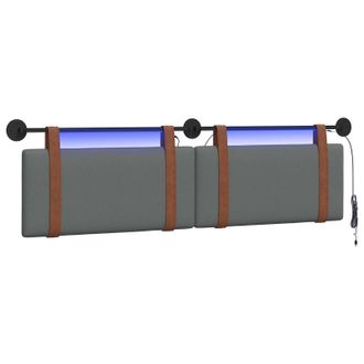 vidaXL Cabecero Colgante Con Luz Led Gris Oscuro Pu Antiguo Vidaxl