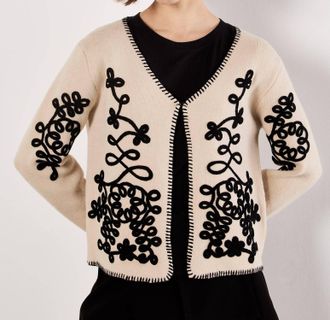 Apricot Womens Swirl Cornelli Embr Cardigan In Natural