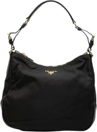 Prada Pre-owned Shoulder Bags, female, Black, Size: ONE SIZE Pre-owned Nylon Shoulder Bag