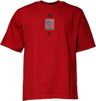 Dolce & Gabbana Mens Red Dg Eye Cotton Crew Neck T-Shirt