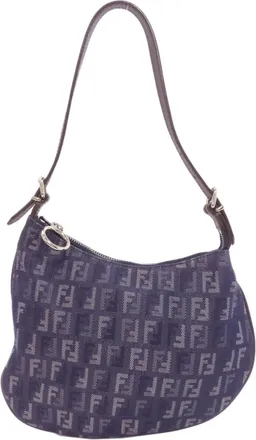 Fendi Zucchino Blue Canvas Tote Bag (Pre-Owned)