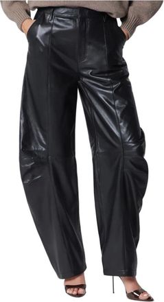 Rotate Leren Cargobroek - Dames - Leren Broeken - Zwart - S - Leer - Broeken
