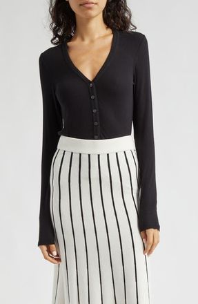 ATM Anthony Thomas Melillo Stretch Modal Rib V-Neck Cardigan in Black at Nordstrom, Size X-Small