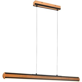 Trio Deacon sospensione led 42W 5000lm, 2700+4000+6500K bi-emissione metallo nero e inserto legno naturale dimmerabile con funzione touch l. 110CM