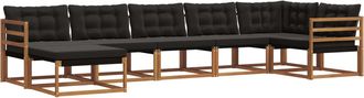 vidaXL Conjunto De Sof&aacute;s De Exterior 7 Uds. Natural Y Negro Vidaxl