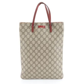 Gucci Brown Leather Coated Canvas Handbag Shoulder Bag Tote Bag (Pre-Owned)
