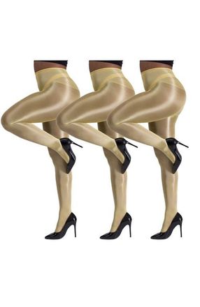 Lechery 7-Pack Glossy Semi-Opaque Statement Fashion Tights in Yellow at Nordstrom, Size Large