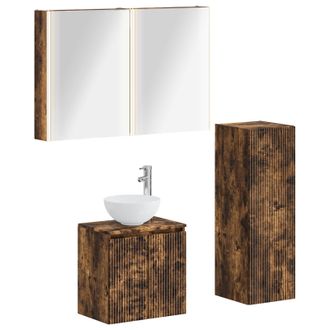 vidaXL Juego De Muebles De Ba&ntilde;o 4 Pcs Roble Ahumado Vidaxl