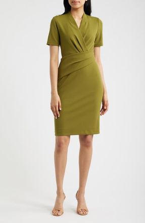 Anne Klein Pleated Scuba Crepe Dress in Ivy at Nordstrom, Size 10