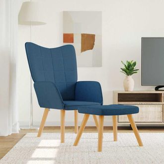 vidaXL Silla De Relajaci&oacute;n Con Reposapi&eacute;s Tela Azul Vidaxl