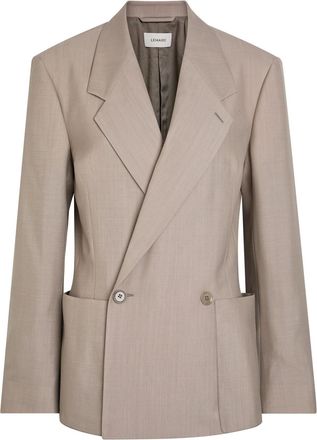 Christophe Lemaire Double-breasted Woven Blazer - Taupe - 36 (UK10 / S)