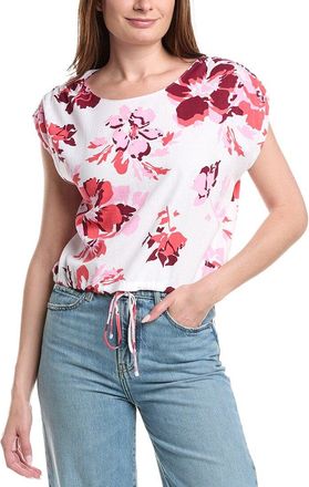 Ellen Tracy Drop Shoulder Linen-Blend Top