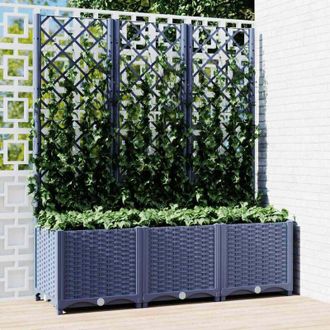 vidaXL vidaXL Garden Planter with Trellis Blue Grey 120x40x136 cm PP