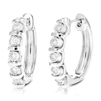 Vir Jewels 1/4 cttw Lab Grown Diamond Hoops Earrings in Sterling Silver With Hidden Post For Women