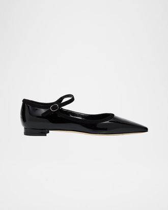 Manolo Blahnik Perdiccamod Patent Leather Ballerina Flats