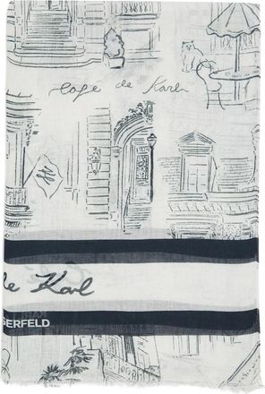 Karl Lagerfeld x Jorge Parra printed scarf - women - Cashmere/Modal - One Size - White