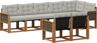 vidaXL Conjunto De Sof&aacute;s De Exterior 8 Uds. Natural Y Gris Claro Vidaxl