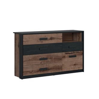Petits Meubles C&oacute;moda 5 cajones 1 puerta tableros de part&iacute;culas madera y negro