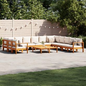 vidaXL Set De Sof&aacute;s De Jard&iacute;n Con Cojines 9 Pzas Madera Maciza Acacia Vidaxl