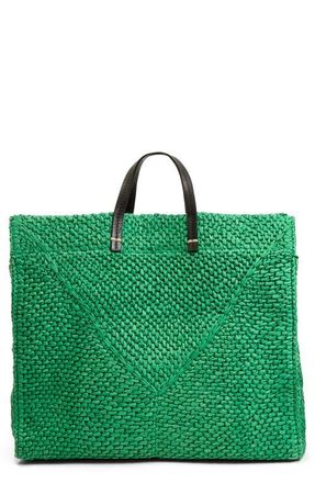 Clare Vivier Simple Crochet Tote in Green Apple Raffia at Nordstrom