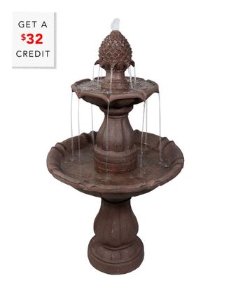 Sunnydaze Decor 2 Tier Curved Plinth Outdoor Water Fountain With $32 Credit
