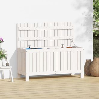 Berkfield Home Garden Storage Box White 108x42.5x54 cm Solid Wood Pine