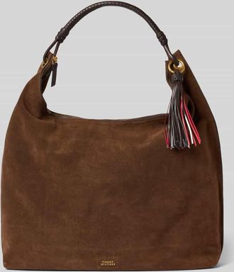 Tommy Hilfiger Shopper aus echtem Rindsnappa Modell STATEMENT LEATHER HOBO in Dunkelbraun, Gr&ouml;&szlig;e 1
