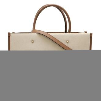 Jimmy Choo London Beige Brown Canvas Leather Shoulder Bag Tote Bag (Pre-Owned)