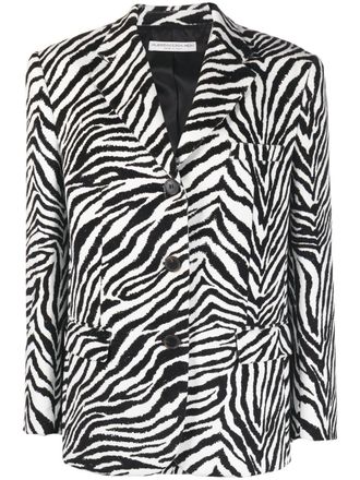Alessandra Rich Blazer monopetto zebrato - Nero