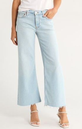 Re/Done High Waist Raw Hem Wide Leg Crop Jeans in Ola Indigo at Nordstrom Rack, Size 25