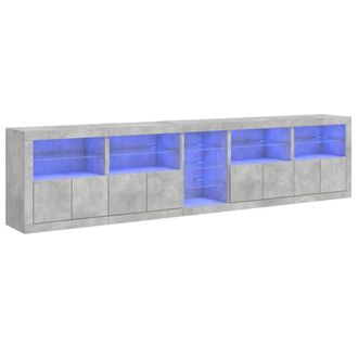 Berkfield Home Sideboard with LED Lights Concrete Grey 283x37x67 cm | Size: 283 x 37 x 67 cm